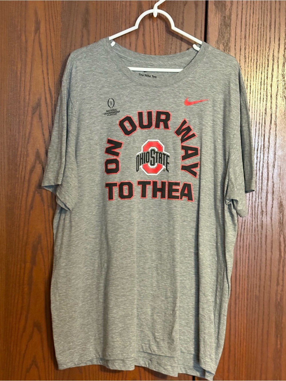 Nike Gray Ohio State Graphic Tee with Red and Black Accents